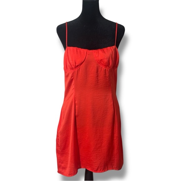 Princess Polly Charm Mini Dress in red Satin Lightweight Bodycon Skinny Straps - Picture 9 of 16